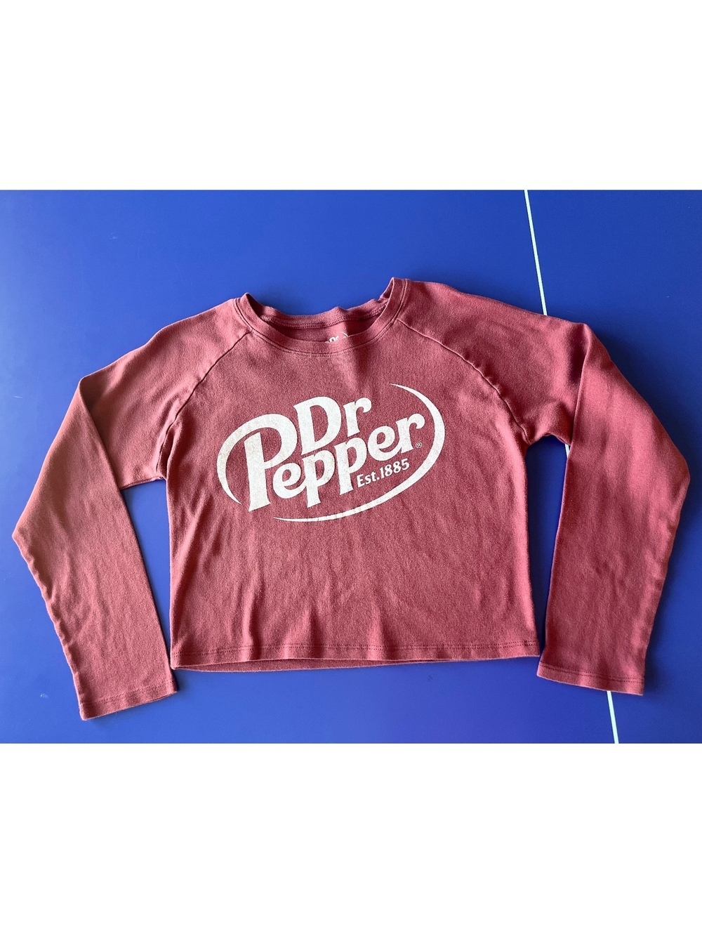 Dr Pepper Long Sleeve Pullover Sweatshirt  Size Large Cropped Tight Fitting